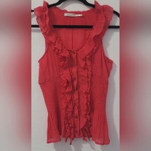 Poetry Sleeveless Ruffled Button Down Blouse